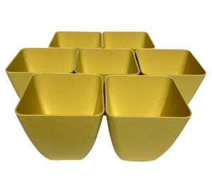 Set 7 maceteros Bio Cuadrado amarillo 12.4x13.3x13.3 cm