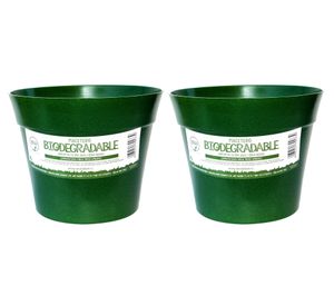 Set 2 maceteros Bio Bamboo Clásico musgo 17x25 cm