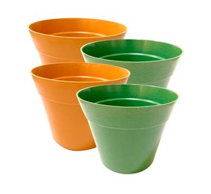 Set 4 maceteros Bio Bamboo Clásico terracota/musgo 17x25 cm