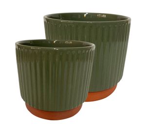 Set 2 maceteros enlozados verde
