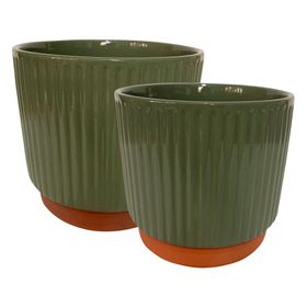 Macetero Enlozado oliva 2 piezas Decogreen