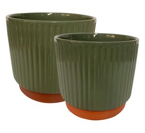 Macetero Enlozado oliva 2 piezas Decogreen