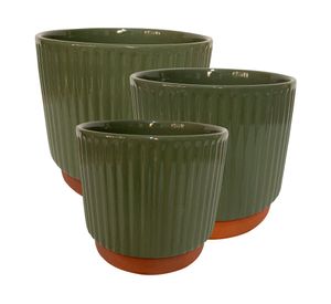 Set 3 maceteros enlozados verde