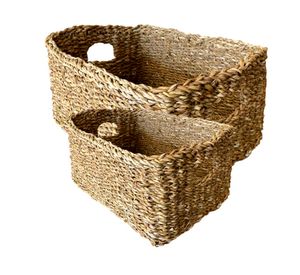 Cesto rectangular Ganjes natural 2 piezas Decogreen