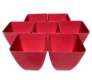 Set 7 maceteros Bio Cuadrado coral 12.4x13.3x13.3 cm