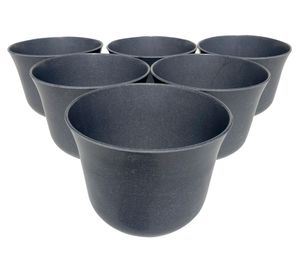 Set 6 maceteros Bio Curvo gris 13x16.5x16.5 cm