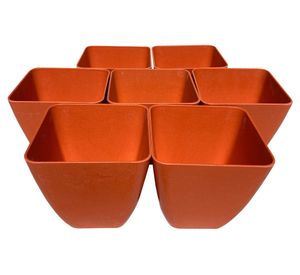 Set 7 maceteros Bio Cuadrado naranjo 12.4x13.3x13.3 cm