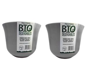 Set 2 maceteros Biodegradable Bamboo curvo gris