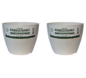 Macetero 18x25x25 cm Bio Bamboo Actual Blanco Decogreen