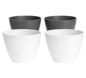 Set 4 maceteros Bio Bamboo Actual gris/blanco 18x24 cm