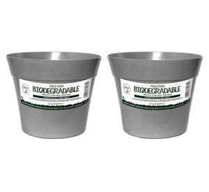 Set 2 maceteros Bio Bamboo Clásico gris 17x25 cm