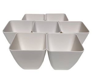 Set 7 maceteros Bio Cuadrado blanco 12.4x13.3x13.3 cm