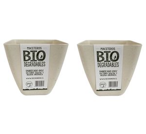 Set 2 maceteros Biodegradable Bamboo cuadrado blanco