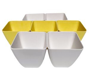 Set 7 maceteros Bio Cuadrado blanco/amarillo 12.4x13.3x13.3 cm