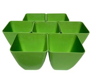 Set 7 maceteros Bio Cuadrado verde 12.4x13.3x13.3 cm