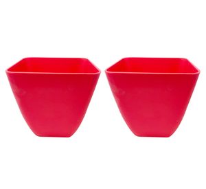 Set 2 maceteros Biodegradable Bamboo cuadrado coral