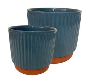 Set macetero enlozado azul S+M