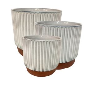 Macetero enlozado blanco 3 piezas