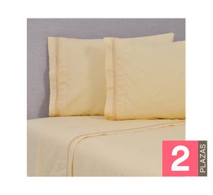 Juego de sábanas 2 plazas 180 hilos Ramas amarillo