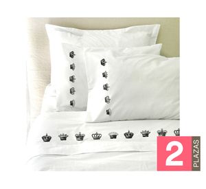 Juego de sábanas 2 plazas 200H Corona blanco