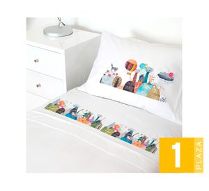 Juego de sábanas 1 plaza 200H Aventura blanco
