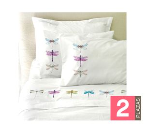 Juego de sábanas 2 plazas 200H Libélula blanco