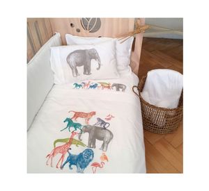 Juego sábanas cuna transición 200 hilos Safari blanco