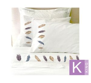 Sábanas king 200 Hilos Plumas grises blanco