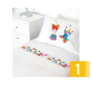 Juego de sábanas 1 plaza 200H Circo blanco