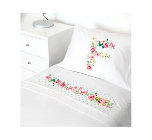 Juego de sábanas cuna 200 hilos Letras vintage F blanco