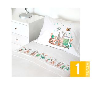 Juego de sábanas 1 plaza 200H Conejito blanco