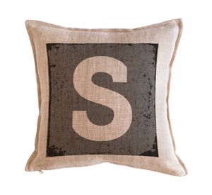 Cojín 45x45 cm Letra fondo gris S arena