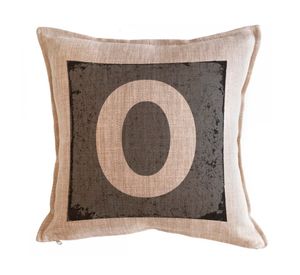 Cojín 45x45 cm Letra fondo gris O arena