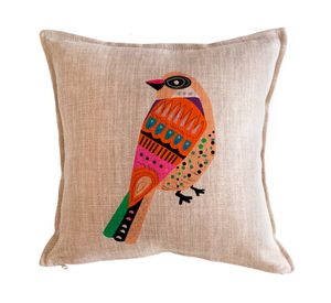 Cojín 45x45 cm Pájaros colores damasco arena