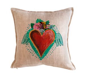 Cojín 45x45 cm Corazón alas Frida arena