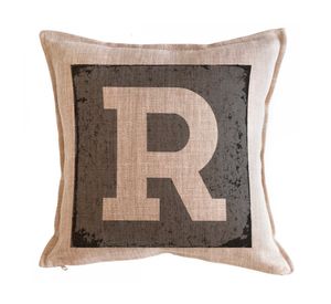 Cojín 45x45 cm Letra fondo gris R arena