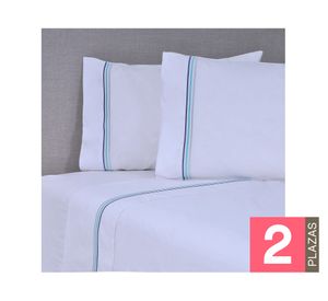 Juego de sábanas 2 plazas 144 hilos Line azul