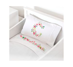 Juego de sábanas cuna 200 hilos Letras vintage C blanco