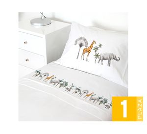 Juego de sábanas 1 plaza 200H África blanco