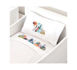 Juego de sábanas cuna 200 hilos Aventura blanco