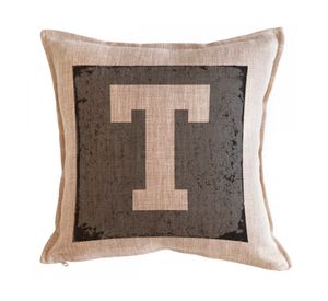 Cojín 45x45 cm Letra fondo gris T arena