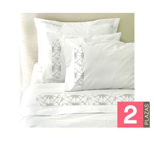Juego de sábanas 2 plazas 200 hilos Shibori blanco