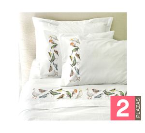 Juego de sábanas 2 plazas 200 hilos La Pajarera blanco