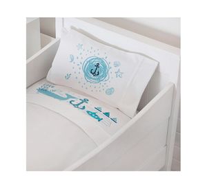 Juego de sábanas cuna 200 hilos Marino blanco