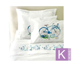 Sábanas king 200 Hilos Bici azul blanco