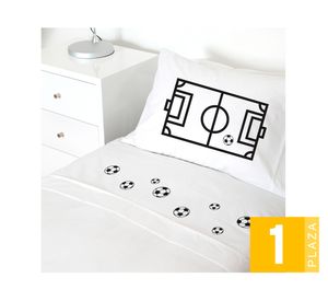 Juego de sábanas 1 plaza 200H Cancha de Fútbol blanco