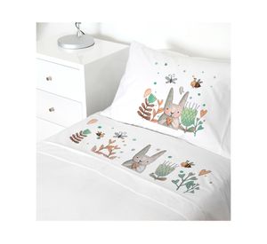 Juego sábanas cuna transición 200 hilos Conejito blanco
