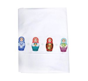 Juego de sábanas 1 plaza 200H Muñecas rusas blanco