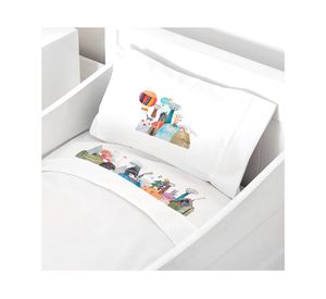 Juego de sábanas cuna 200 hilos Aventura blanco