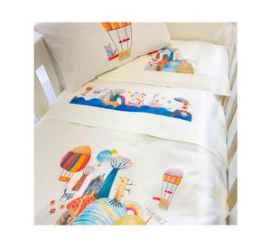 Juego de sábanas cuna 200 hilos Aventura blanco